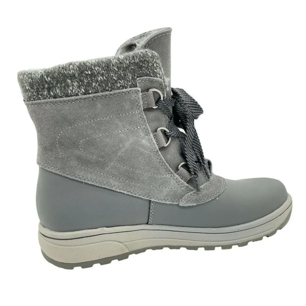 Womens Baretraps Boot Devon Dark Grey Lace Up Sz 9.5 M Leather Water Resistant - Picture 6 of 9